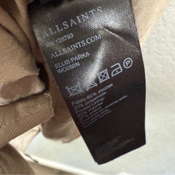 All Saints Ellis Parka Jacket L Lightweight, Neutral, Quiet Luxury, Elio Bomber - Picture 11 of 12